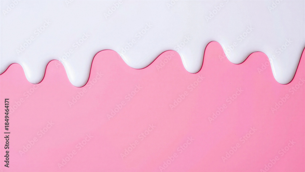 Obraz premium Closeup of pink background with wavy torn edge milk on white background