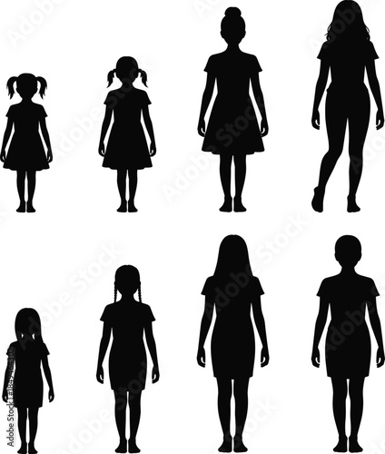 Silhouettes of girls and women showing different ages and stages of life