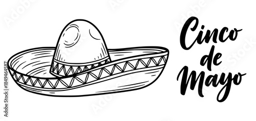 Cinco de mayo celebration with traditional mexican sombrero hat illustration