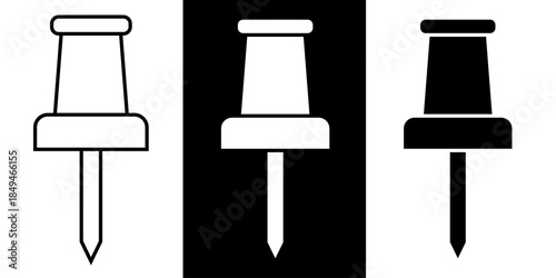 Push pin icon set