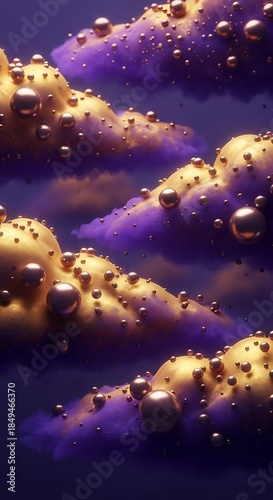 Surreal Cloudscape with Metallic Spheres and Dreamy Hues Abstract Artwork