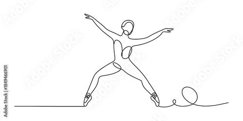 Elegant ballet dancer in continuous line art Vector, illustration