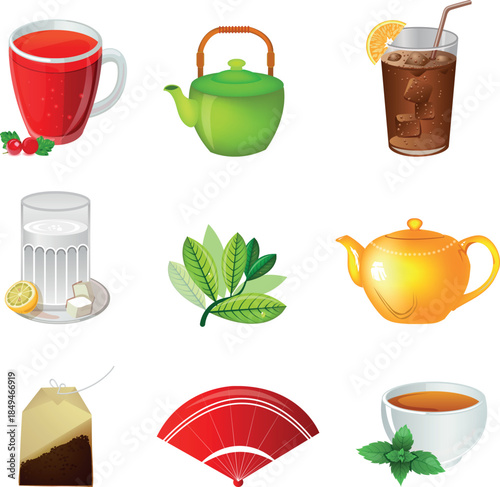 Tea Ceremony Icon Set Vector Design