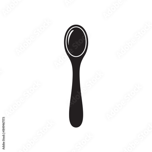 Black Teaspoon Silhouette Icon Isolated on White Background