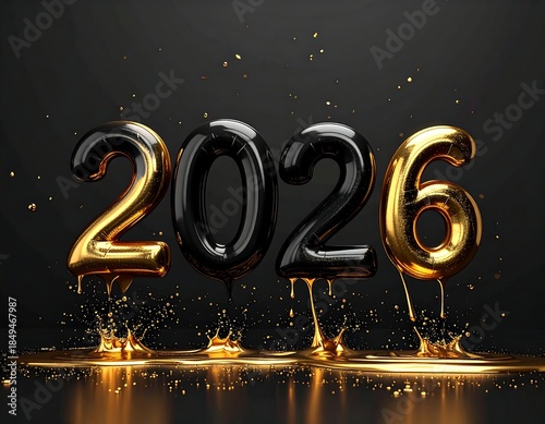 Black & gold balloons form 