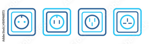 socket icon set, technology vector set