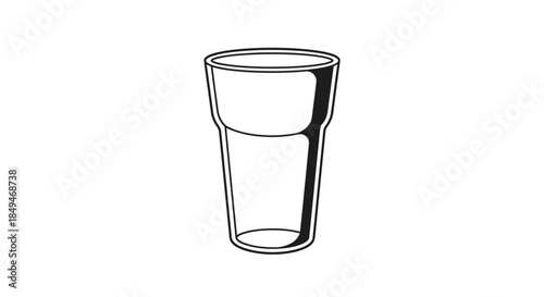 Outline Drawing of a Tall Glass with Shadow Detail on a White Background