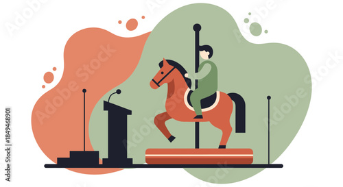 Man Riding a Carousel Horse Politician.