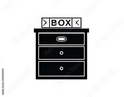 Black & white illustration of a three-drawer chest