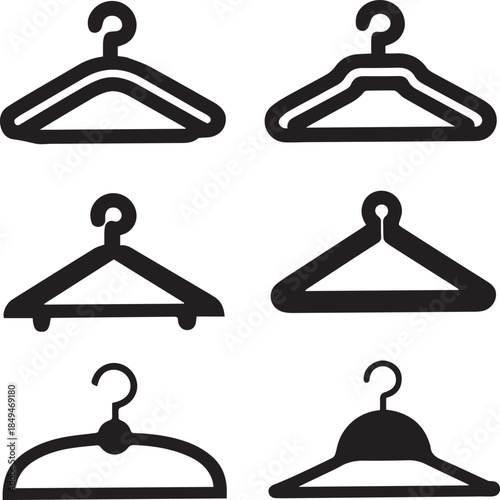 Clothes Hanger Icon, Hanger Silhouette Vector Black and White
