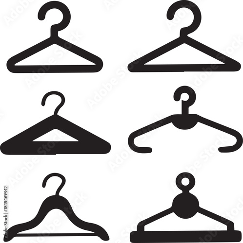Clothes Hanger Icon, Hanger Silhouette Vector Black and White