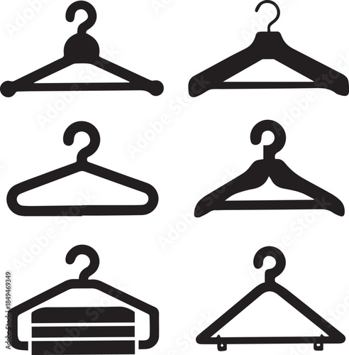Clothes Hanger Icon, Hanger Silhouette Vector Black and White