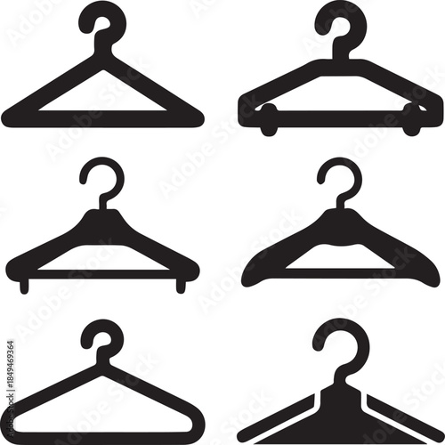 Clothes Hanger Icon, Hanger Silhouette Vector Black and White