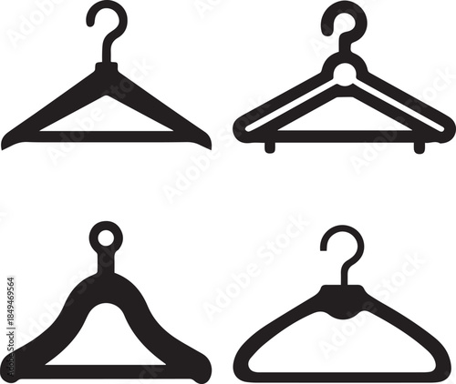 Clothes Hanger Icon, Hanger Silhouette Vector Black and White