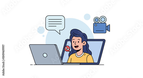 Woman engaged in creative video production with laptop and smartphone