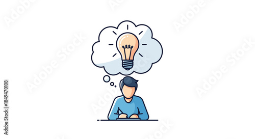 Man with creative idea and lightbulb moment in thought