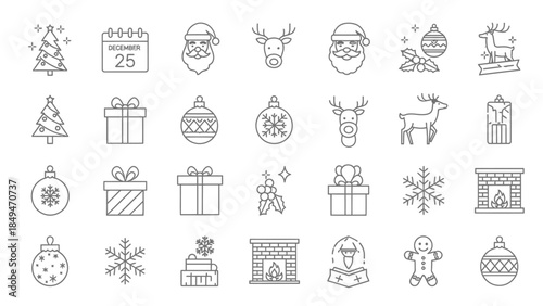 Set of hand drawn cute doodle icons and seamless Christmas patterns for vintage holiday web design featuring vector sketches of baby gifts and xmas art symbols for wallpaper or card decoration
