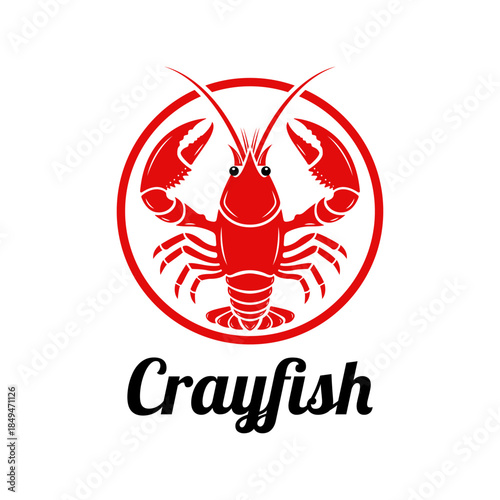 Crayfish Prawn Shrimp Lobster Claw Seafood Circular Label logo design