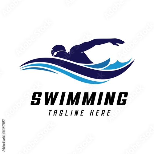 swimming logo design template illustration inspiration