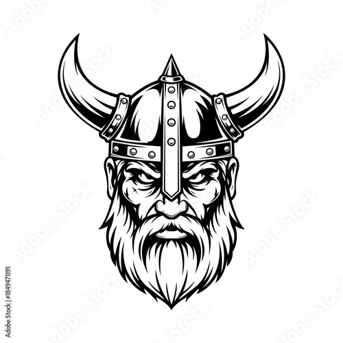 viking warrior head logo. black and white style viking warrior head logo.