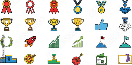 Collection of various award icons and symbols