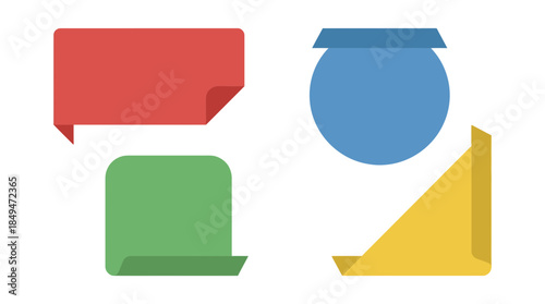 Geometric shapes arranged in a square pattern on a clean white background