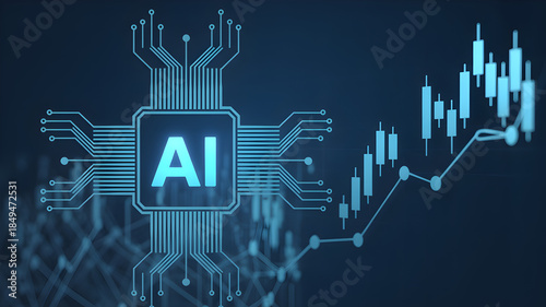 Artificial intelligence powering financial market growth with futuristic digital analysis.