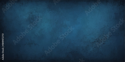 Dark blue grunge wall texture background, old vintage concrete paper surface, blank rough gray stone backdrop design