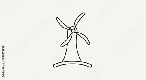 Minimalist Wind Turbine Illustration - Clean Energy Concept in Line Art.
