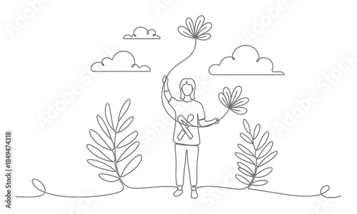 Elegant Continuous Line Art Environmental Awareness Illustration