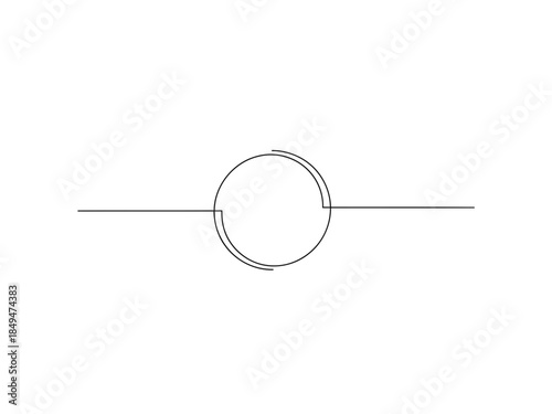 Simple black and white line drawing of a circular loop with two straight lines extending from it