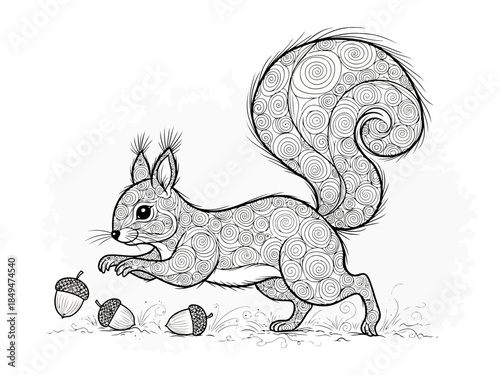 A cute squirrel illustration with acorns on a