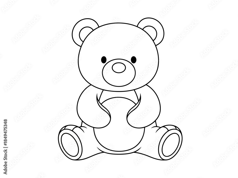 Naklejka premium Cute teddy bear sitting on the floor with arms crossed