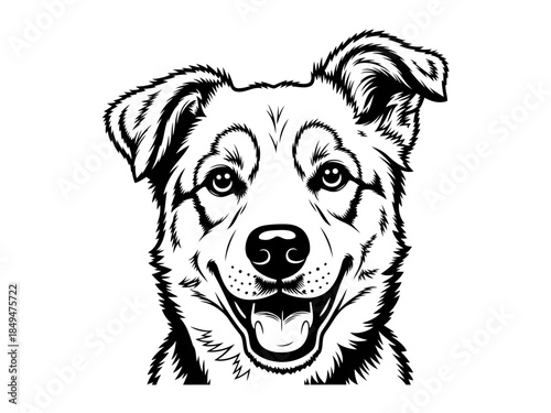 Cute dog portrait with floppy ears and happy expression