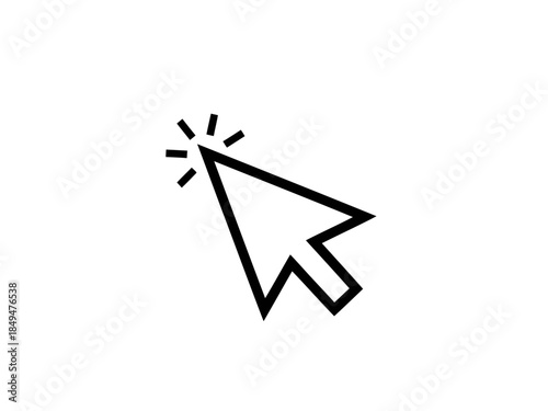 Black computer mouse cursor with a click effect on a