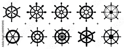 Ship's Steering Wheel Silhouette Set
