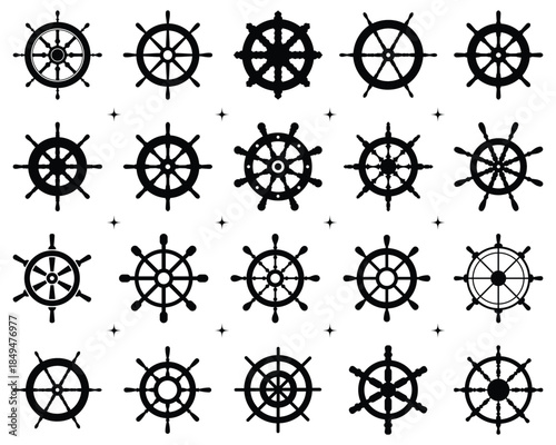 Ship's Steering Wheel Silhouette Set
