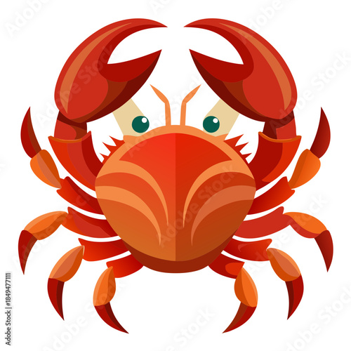 Cartoon crab with angry expression and vibrant red shell on transparent background