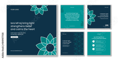 Isra Mi'raj Night Journey of Prophet Muhammad Flat Cartoon Social Media Post Illustration