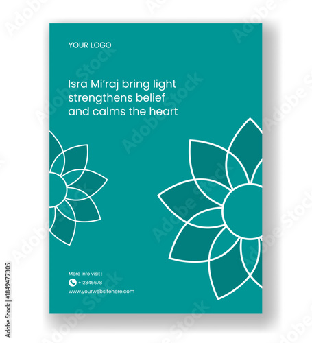 Vertical Poster Isra Mi'raj Night Journey of Prophet Muhammad Flat Cartoon Hand Drawn Style