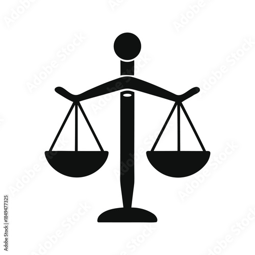 Scales of Justice Icon Black Silhouette Legal Balance Symbol for Law, Equity, and Courtroom Concepts
