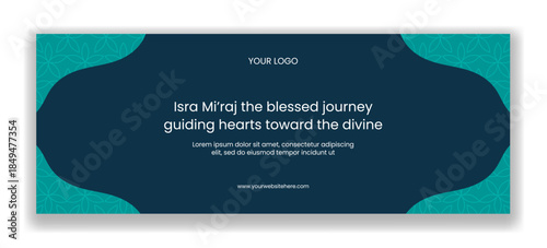 Social Media Cover Isra Mi'raj Night Journey of Prophet Muhammad Flat Cartoon Illustration