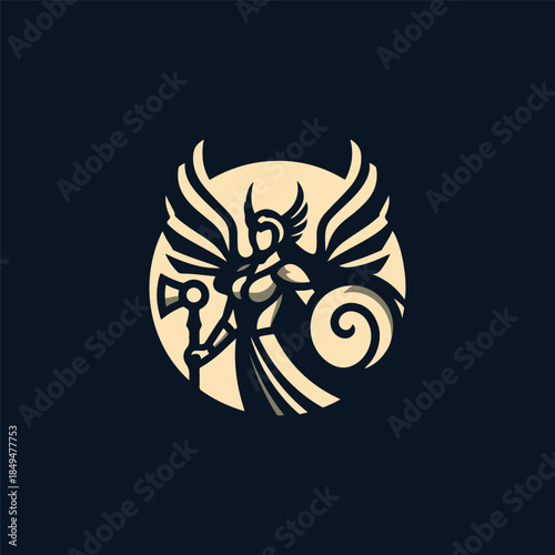 Modern Valkyrie Goddess Logo
