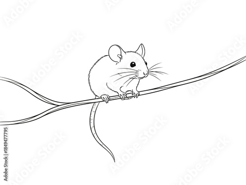 White mouse sitting on a branch