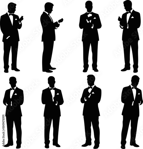 Waiter or Formal Man Silhouette in Suit