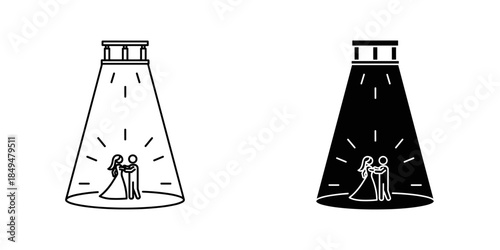  Couple Dancing Under Spotlight Woman Romantic.