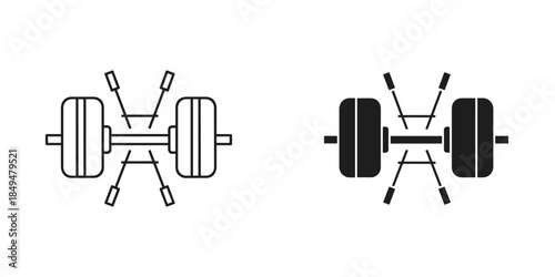 Dumbbell with Weights and Handles in Black and White