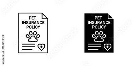 Pet Insurance Policy Document in Line and Silhouette Styles
