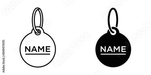 Round Name Tag Outline and Solid Fill Label Identification