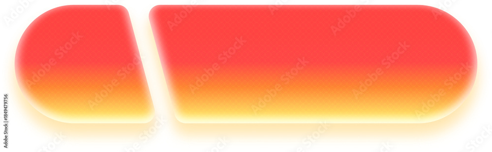 Obraz premium Red orange gradient button split diagonally with luminous glow
